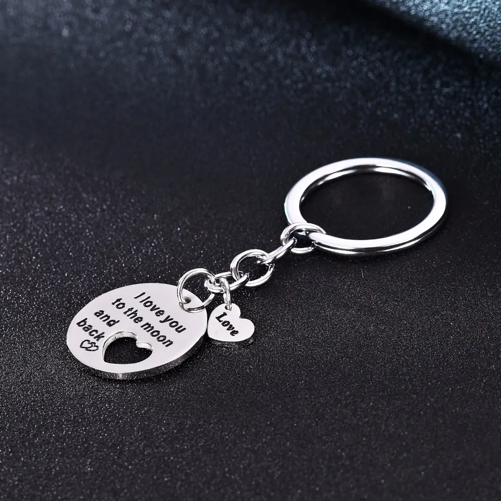 Брелок из нержавеющей стали с надписью I Love You To The Moon And Back Heart|keyrings gifts|heart keychaincouple