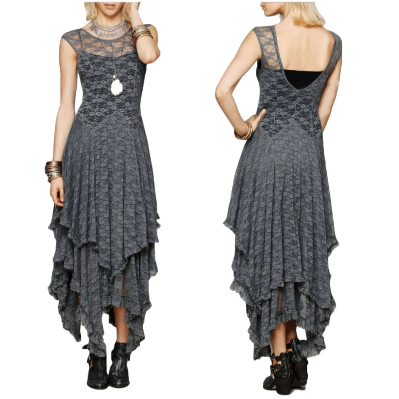 Фото Женское кружевное платье CA Mode ассиметричное длинное двухслойное - купить