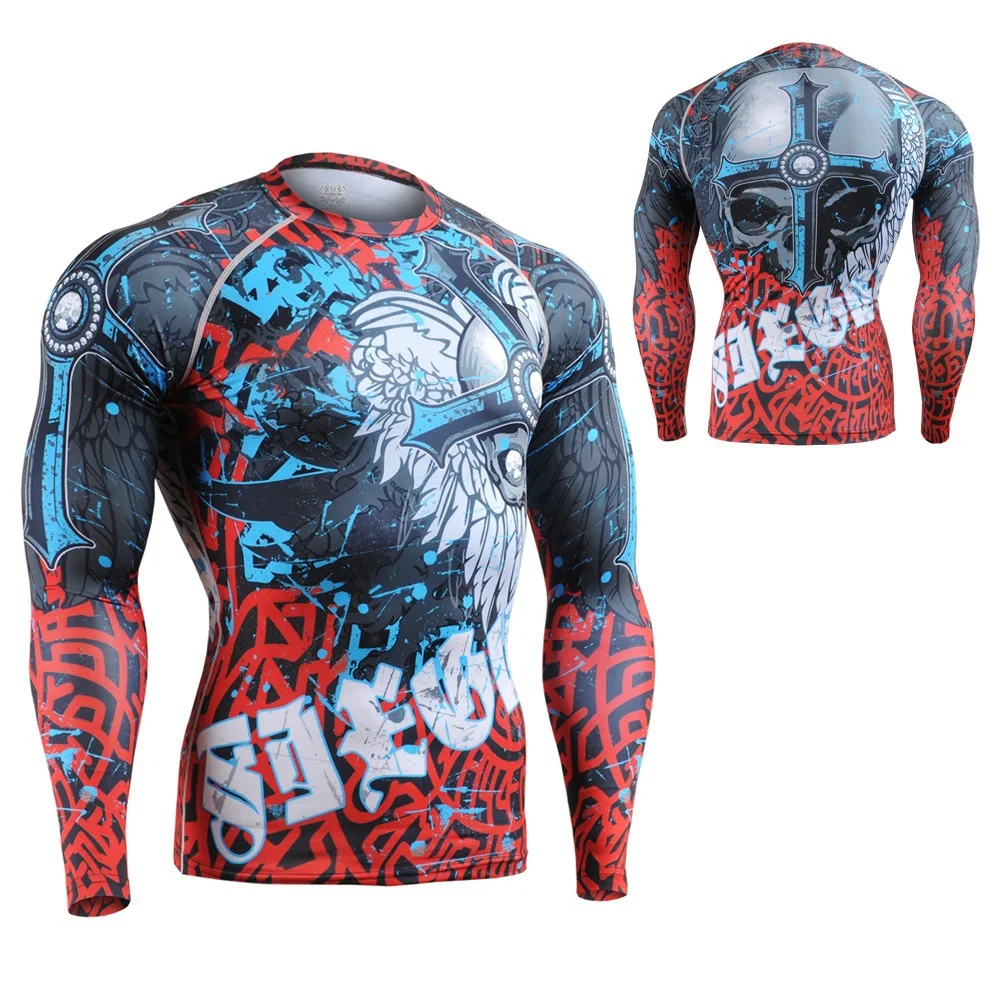 Мужской технический график с длинным рукавом Second Skin MMA тренажерный зал для бега