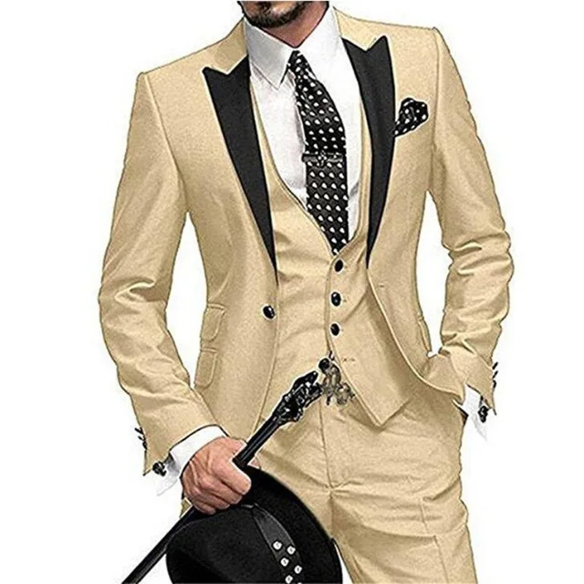 Fashion Beige Slim Fit Groom Tuxedos Best Groomsman Men Formal Business Suits Men Wedding Prom Party Suit (Jacket+Pants+Vest)
Fashion Beige Slim Fit Groom Tuxedos Best Groomsman Men Formal Business Suits Men Wedding Prom Party Suit (Jacket+Pants+Vest)