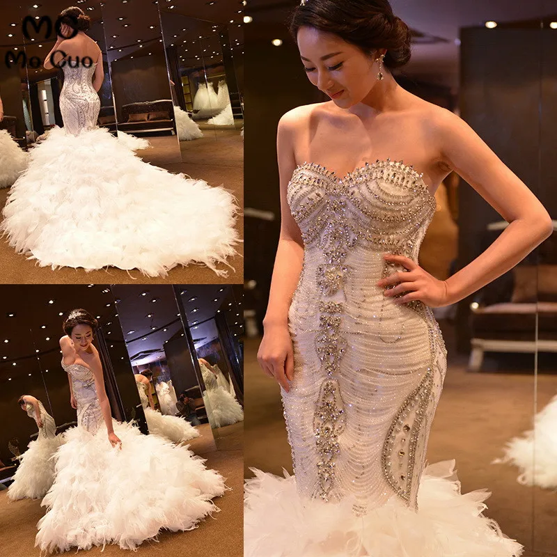 Real 2019 Luxuries Wedding Dresses Vintage Mermaid Feather Crystal By hand Lace Up Vestido De Noiva Lace Up Wedding Gown
Real 2019 Luxuries Wedding Dresses Vintage Mermaid Feather Crystal By hand Lace Up Vestido De Noiva Lace Up Wedding Gown