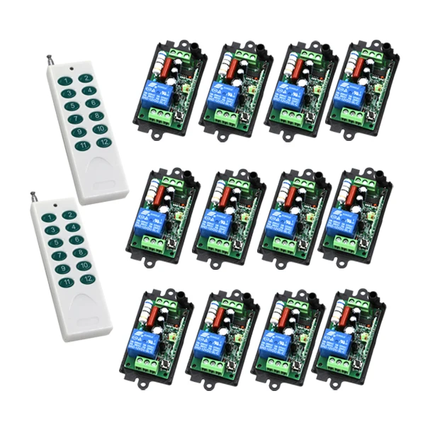 AC 110V 220V 1CH RF wireless remote control switch system 2 X Transmitter + 12 X Receiver Learning code 315/433MHZ SKU: 5176
AC 110V 220V 1CH RF wireless remote control switch system 2 X Transmitter + 12 X Receiver Learning code 315/433MHZ SKU: 5176