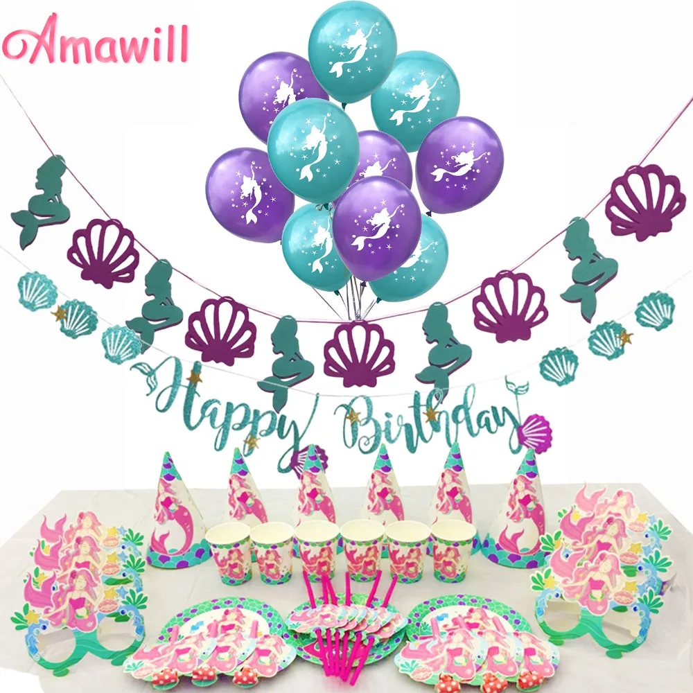Amawill Happy Birthday Party Disposable Tableware Set Mermaid Party Ballon Plates Cups Banner Baby Shower Girl Party Supplies 75
Amawill Happy Birthday Party Disposable Tableware Set Mermaid Party Ballon Plates Cups Banner Baby Shower Girl Party Supplies 75