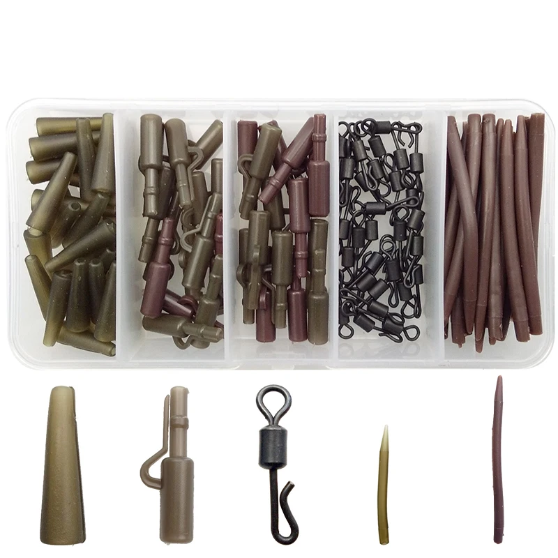 120pcs Carp Fishing Accessories Tackle Anti Tangle Sleeves Tail Rubbers Safety Lead Clips Quick Change Swivels Set With Box
120pcs Carp Fishing Accessories Tackle Anti Tangle Sleeves Tail Rubbers Safety Lead Clips Quick Change Swivels Set With Box