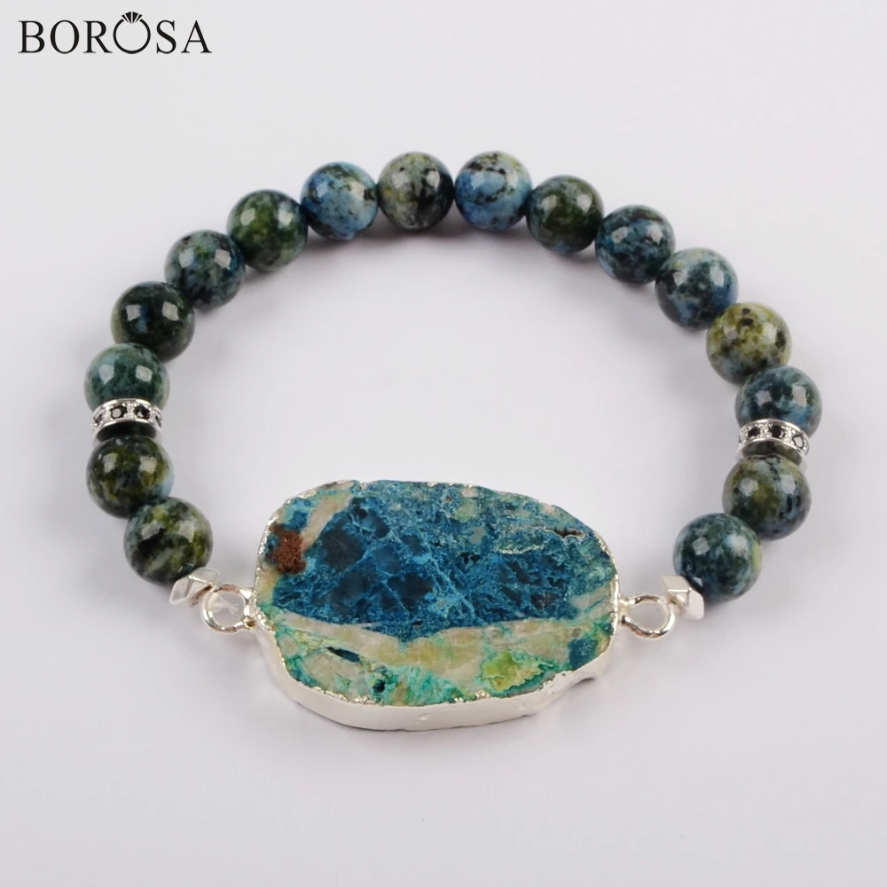 BOROSA Silver Plated Natural Chrysocolla Stone Bracelets for Women 8mm Stone Beaded Bracelets Gems Stones Bracelets G1826
BOROSA Silver Plated Natural Chrysocolla Stone Bracelets for Women 8mm Stone Beaded Bracelets Gems Stones Bracelets G1826