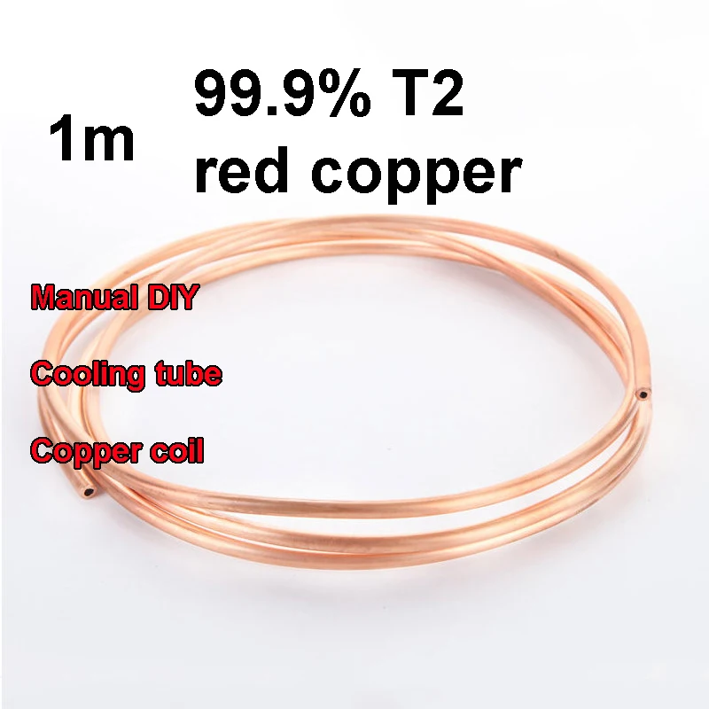 

1m T2 Red Copper coil 2/3/4/5/6/8/10/12/14/16mm Copper tube Air Conditioning Copper Pipe Soft Tube 99.9% T2 Copper DIY Cooling