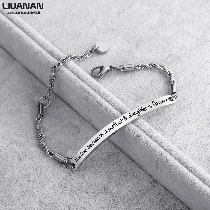 Fashion Bracelet Hand Stamp "The Love between a mother & daughter is forever" Rose Gold Jewelry Gift for Mom Mother's Day
Fashion Bracelet Hand Stamp "The Love between a mother & daughter is forever" Rose Gold Jewelry Gift for Mom Mother's Day