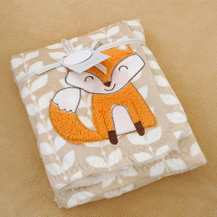 Модное детское одеяло хорошего качества с рисунком лисы Полосатое мягкое