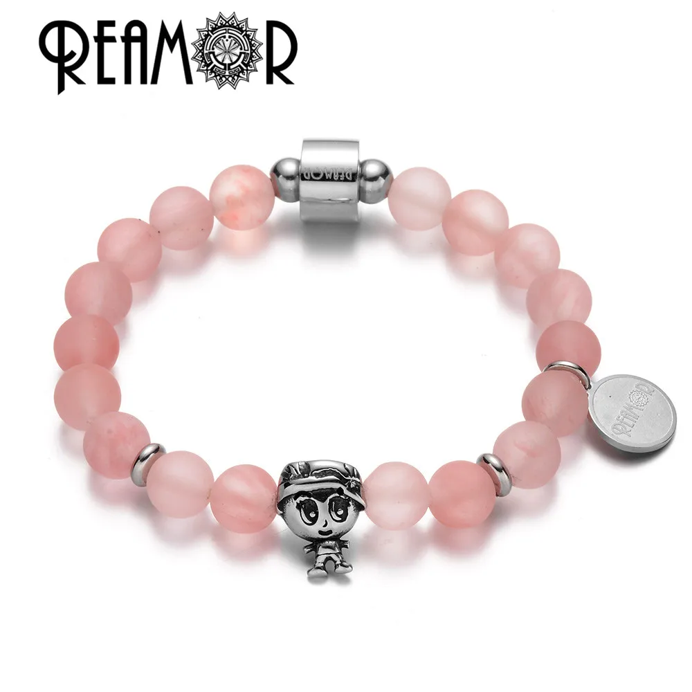 REAMOR Pink Quartz Crystal Natural Stone Charm Bracelets 316l Stainless steel Girl Bead Elastic Bracelet Women Jewelry Love Gift
REAMOR Pink Quartz Crystal Natural Stone Charm Bracelets 316l Stainless steel Girl Bead Elastic Bracelet Women Jewelry Love Gift