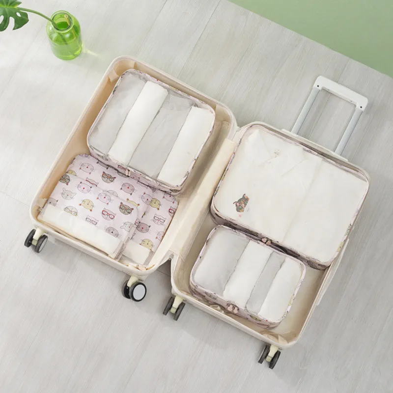 LHLYSGS brand printing Waterproofing 6pcs/set Travel clothes shoes Packing bag finishing cube traveling luggage Organizer | Багаж и сумки