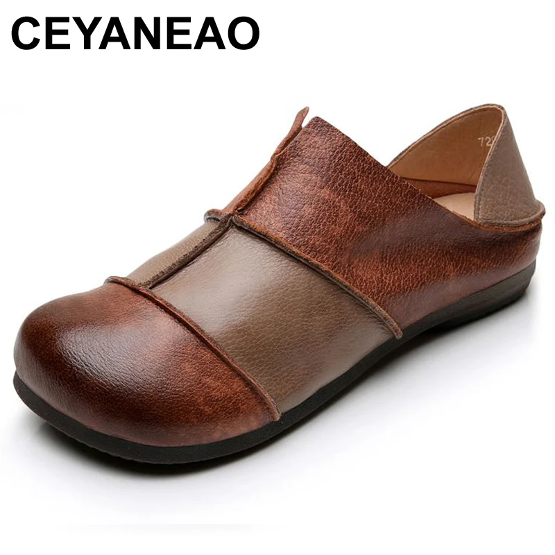 

Новое поступление, разноцветная обувь CEYANEAO на плоской подошве из натуральной кожи, обувь для беременных, обувь для вождения