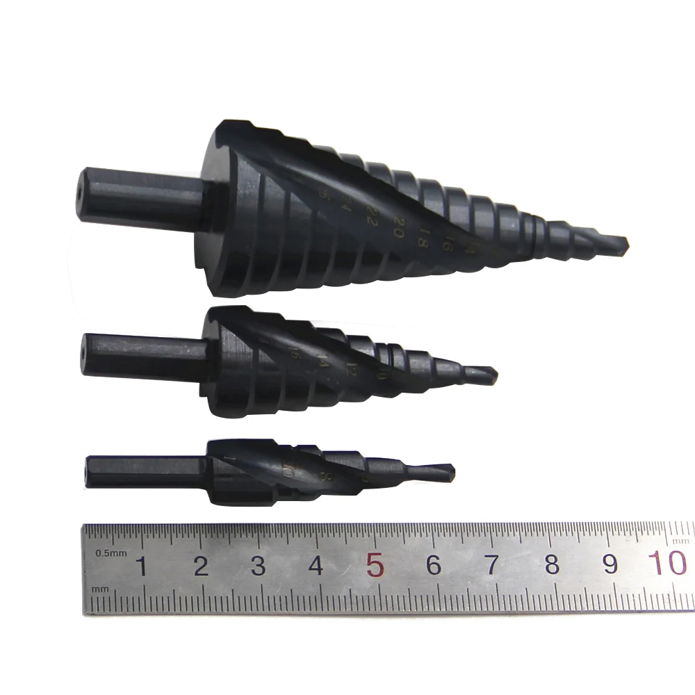 4-12/4-20/4-32mm 3pcs HSS Spiral Grooved 3Side Shank Nitriding Step Drill Bit Woodworking Tool Cone Hole Cutter Step Drill
4-12/4-20/4-32mm 3pcs HSS Spiral Grooved 3Side Shank Nitriding Step Drill Bit Woodworking Tool Cone Hole Cutter Step Drill