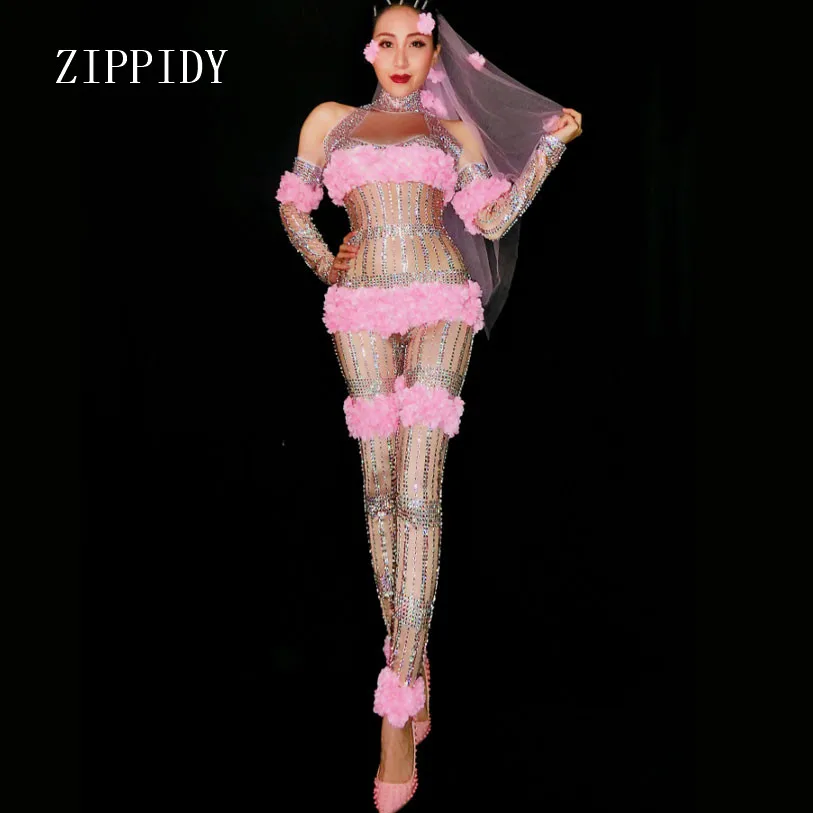 Fashion Pink Flowers Jumpsuit Rhinestones One Piece Big Stretch Costume Women's Birthday Outfit Stage Singer Dance Show Wear
Fashion Pink Flowers Jumpsuit Rhinestones One Piece Big Stretch Costume Women's Birthday Outfit Stage Singer Dance Show Wear
