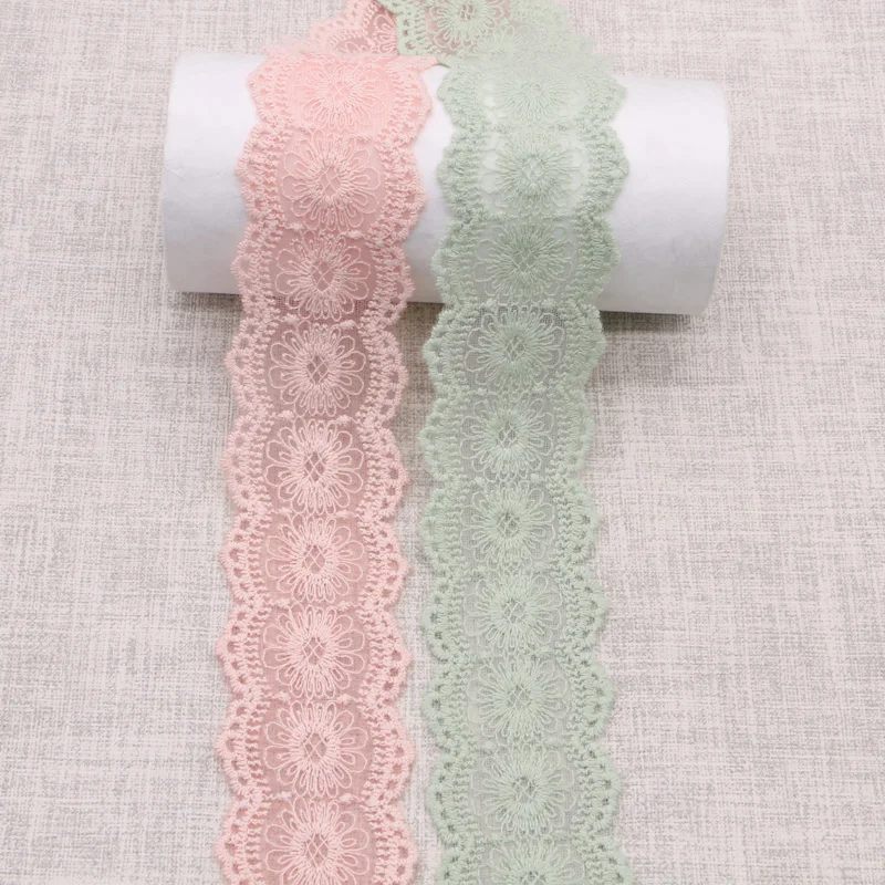 2 yards 5cm wide embroidery pink/green cotton mesh DIY manual material/clothing textiles lace embroidery lace accessories
2 yards 5cm wide embroidery pink/green cotton mesh DIY manual material/clothing textiles lace embroidery lace accessories