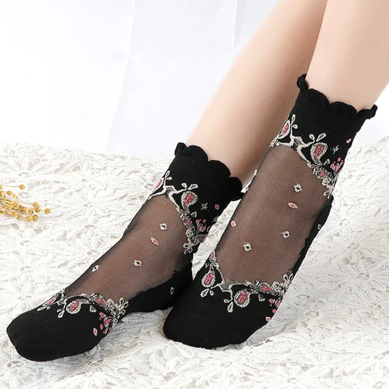Sale Summer Ultra-thin Fashion Lady Transparent Floral Socks Harajuku Literary Casual Short Socks
Sale Summer Ultra-thin Fashion Lady Transparent Floral Socks Harajuku Literary Casual Short Socks