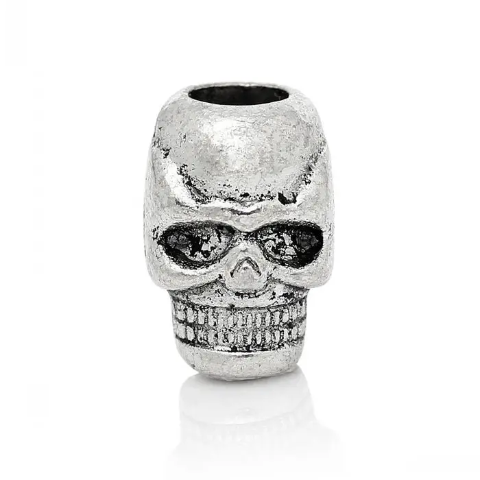 DoreenBeads Spacer Бусины в форме черепа Серебряный Цвет около 10 мм x 7 Отверстие: