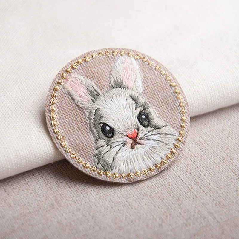 4 3 см вышитые нашивки Панда Кролик Кот приклеить утюгом значок для сумки джинсы