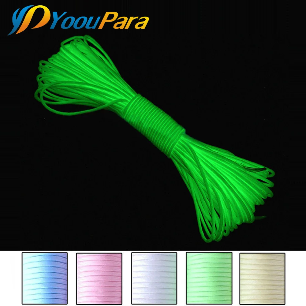 

Glow in the dark Luminous Paracord 550 100FT Parachute Cord Lanyard Rope 7 Strands Cores cuerda escalada Outdoor Survival