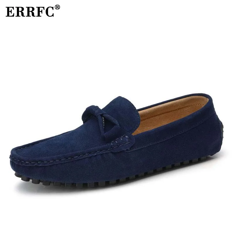 

ERRFC New Arrival Men Blue Loafer Shoes Fashion Trending Leisure Nubuck Suede Flat Shoes Man Slip On Red Moccasin Zapatos 38-44