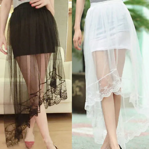 2018 New Fashion Elegant Women High Low Skirts Formal Ladies Bridesmaid Party Prom Mesh Skirt Stock | Женская одежда