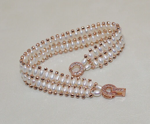 Double rose silver overlord Pearl Bracelet Taihu natural fresh water rice shape drop | Украшения и аксессуары