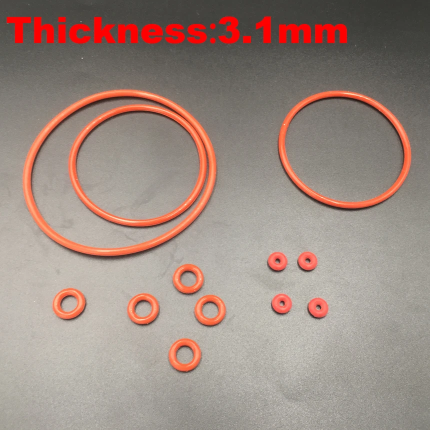 

70pcs 19x3.1 19*3.1 20x3.1 20*3.1 21x3.1 21*3.1 (OD*Thickness) 3.1mm VMQ Food Grade Red Silicone Oil Seal O Ring O-Ring Gasket
