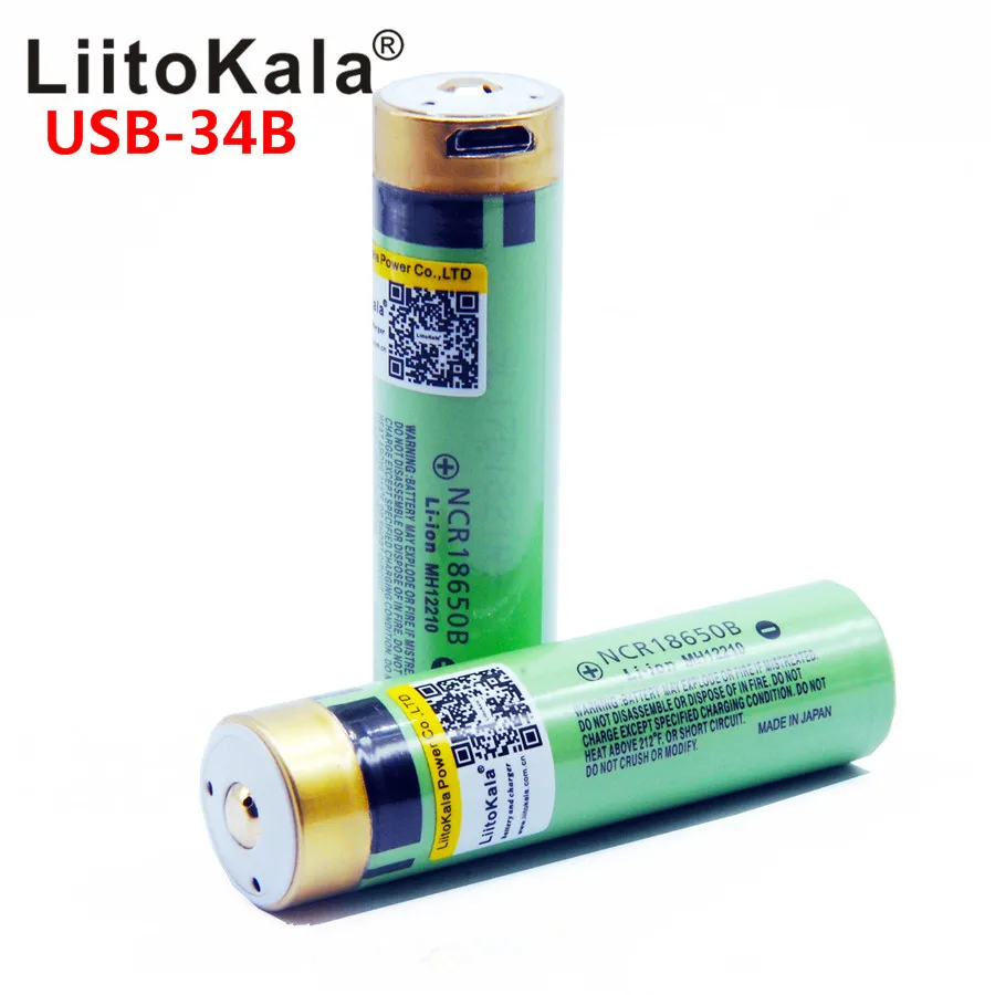 LiitoKala New USB 18650 Battery 3.7V 3400 mAh Li-ion Rechargeable with LED indicator DC charging | Электроника
