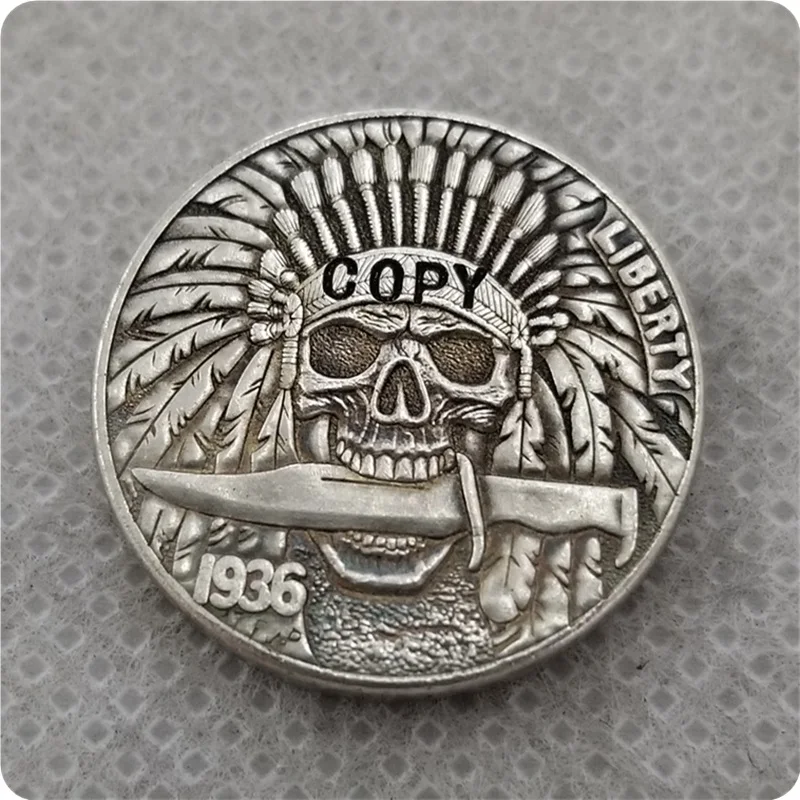 Hobo Coin_Type # 62_1936 D никелевая койка с гравировкой в виде американского бисона из