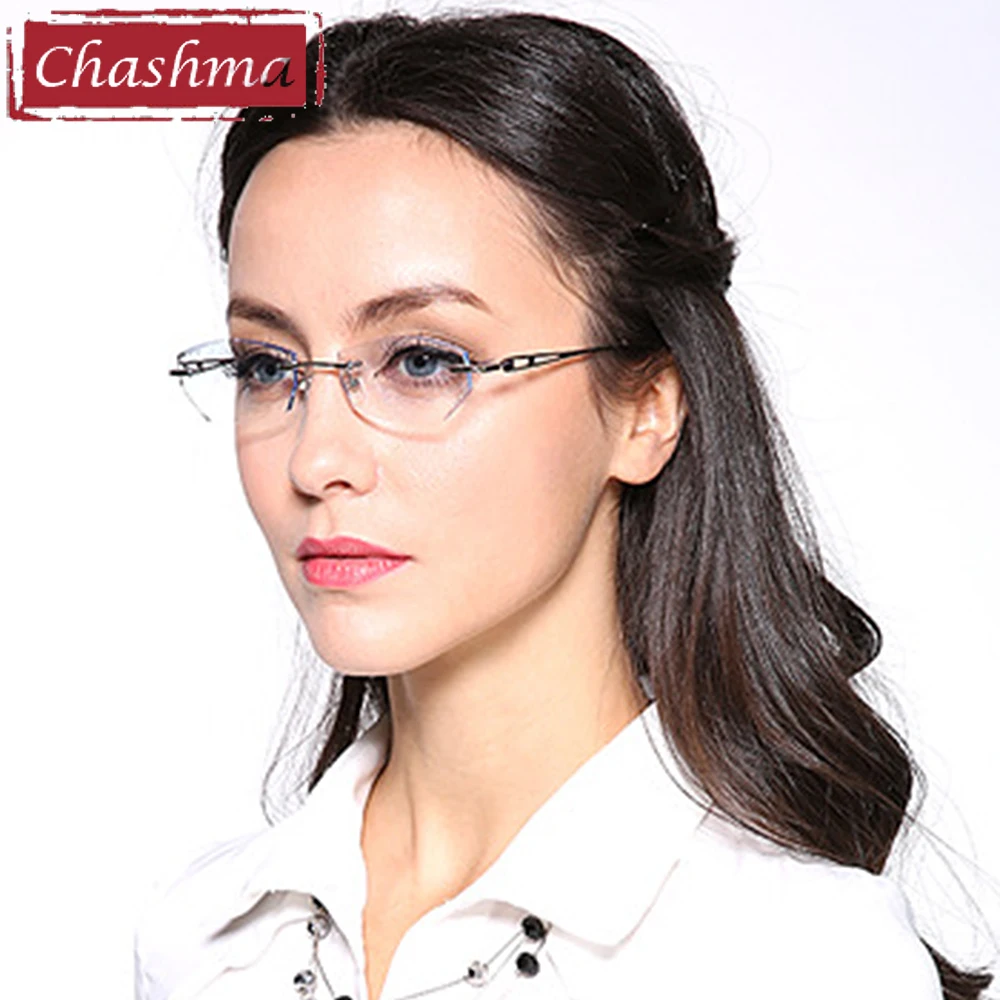 Chashma Luxury Tint Lenses Myopia Glasses Reading Glasses Diamond Cutting Rimless Titanium Glasses Frame for Women
Chashma Luxury Tint Lenses Myopia Glasses Reading Glasses Diamond Cutting Rimless Titanium Glasses Frame for Women