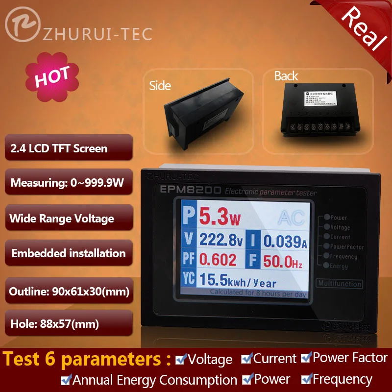 Цифровой измеритель переменного тока ZHURUI EPM8200 мощности 1000 Вт 4A 110 В 220 В|watt meter|meter