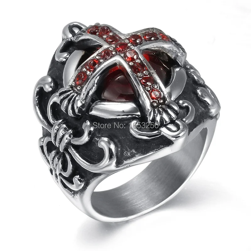 US size 9-12# Top Quality Cross Red Gem Stainless Steel Gothic Biker Ring For Women Men's Christmas day.Halloween Gifts
US size 9-12# Top Quality Cross Red Gem Stainless Steel Gothic Biker Ring For Women Men's Christmas day.Halloween Gifts