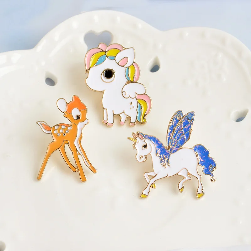 Металлическая брошь с эмалью в виде животного|collar badges|deer brooch pindeer |