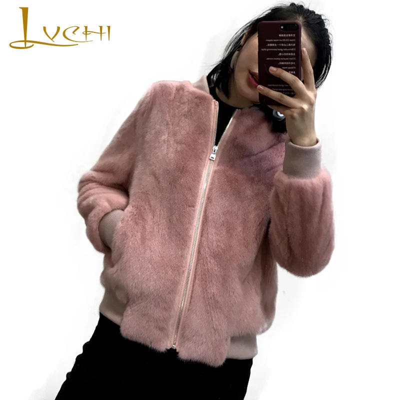LVCHI Women Winter Pink Real Fur 2019 Long Sleeve Mink Coat Female Thick Natural O-Neck Fur Causal Loss Slim Women Mink Coats
LVCHI Women Winter Pink Real Fur 2019 Long Sleeve Mink Coat Female Thick Natural O-Neck Fur Causal Loss Slim Women Mink Coats