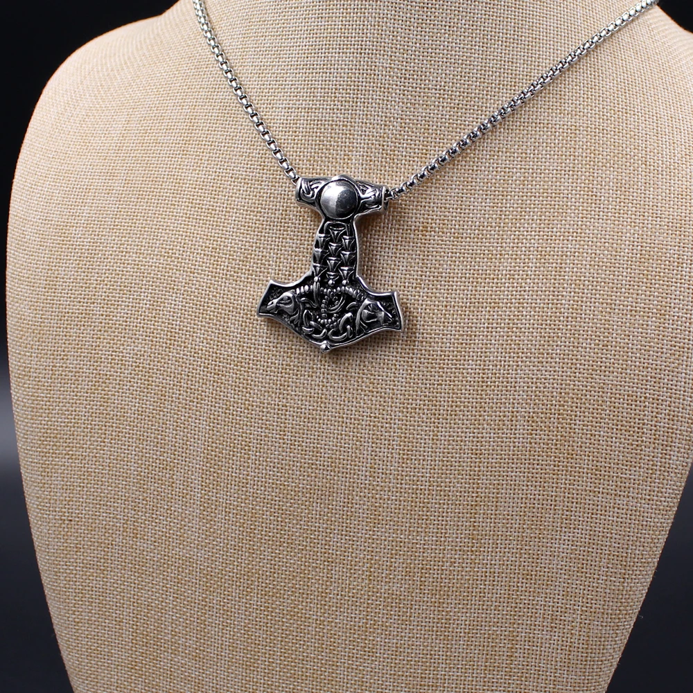 Kakee Retro Amulet Goat Animal Viking Punk Pendant Stainless Steel Rock Vintage Biker Thor's Hammer Necklace for Men Jewelry | Украшения