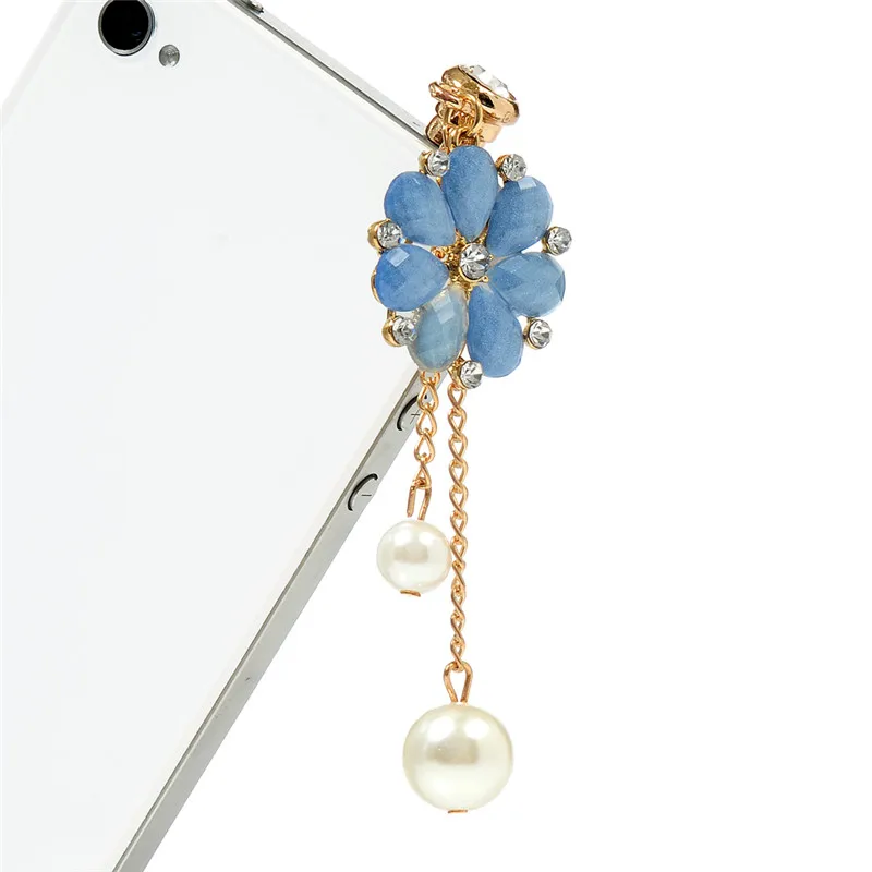 Drip Pearl Flower Pendants Phone Dust Plug Dustproof Plugs Caps Cell Accessories 3.5 mm Earphone Universal | Мобильные телефоны и