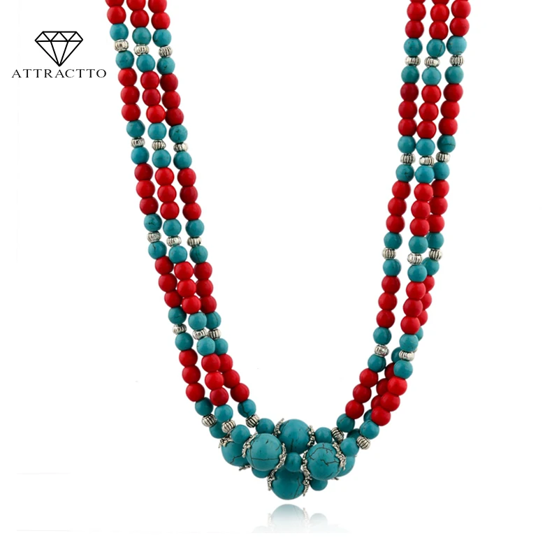 ATTRACTTO Luxury Bohemian Vintage Green Necklaces & Pendants Natural Stone Necklace Multilayer Bead Long Boho Necklace SNE140443
ATTRACTTO Luxury Bohemian Vintage Green Necklaces & Pendants Natural Stone Necklace Multilayer Bead Long Boho Necklace SNE140443