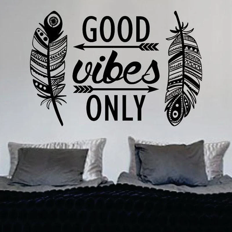 Креативные Виниловые стикеры в виде крыльев с надписью Good Vibes Only художественная