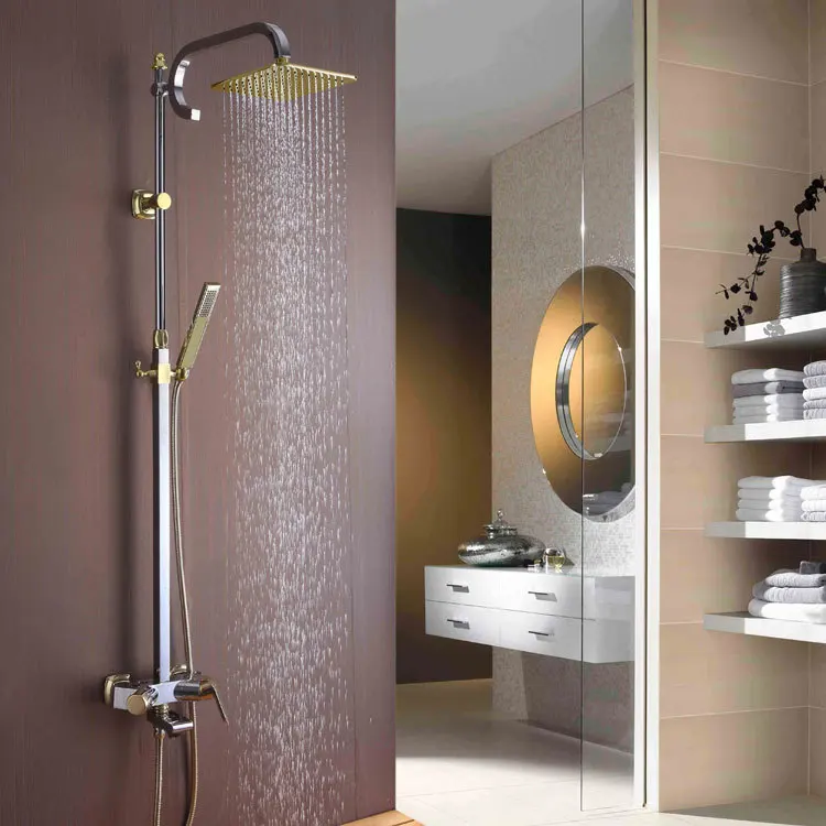 High quality brass luxury Chrome & Gold Bathroom Square 8" Rainfall Shower Faucet Set Tub Mixer Tap with Handheld Spray
High quality brass luxury Chrome & Gold Bathroom Square 8" Rainfall Shower Faucet Set Tub Mixer Tap with Handheld Spray