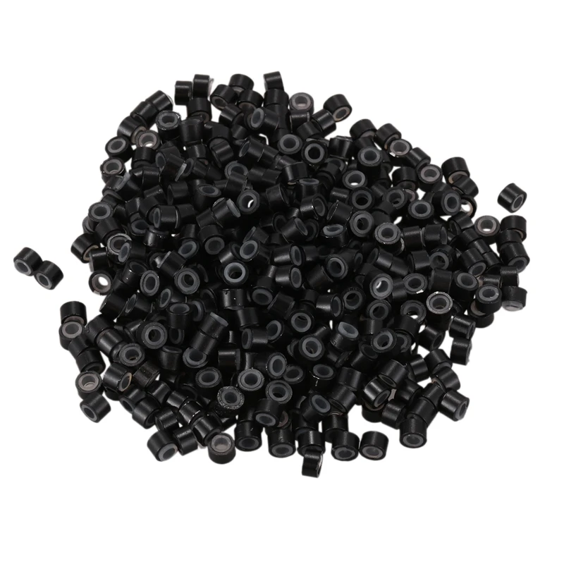 500 Pcs Black 5mm Silicone Lined Micro-ring Links Beads for I Stick Hair Extension Installation and Feathers
500 Pcs Black 5mm Silicone Lined Micro-ring Links Beads for I Stick Hair Extension Installation and Feathers