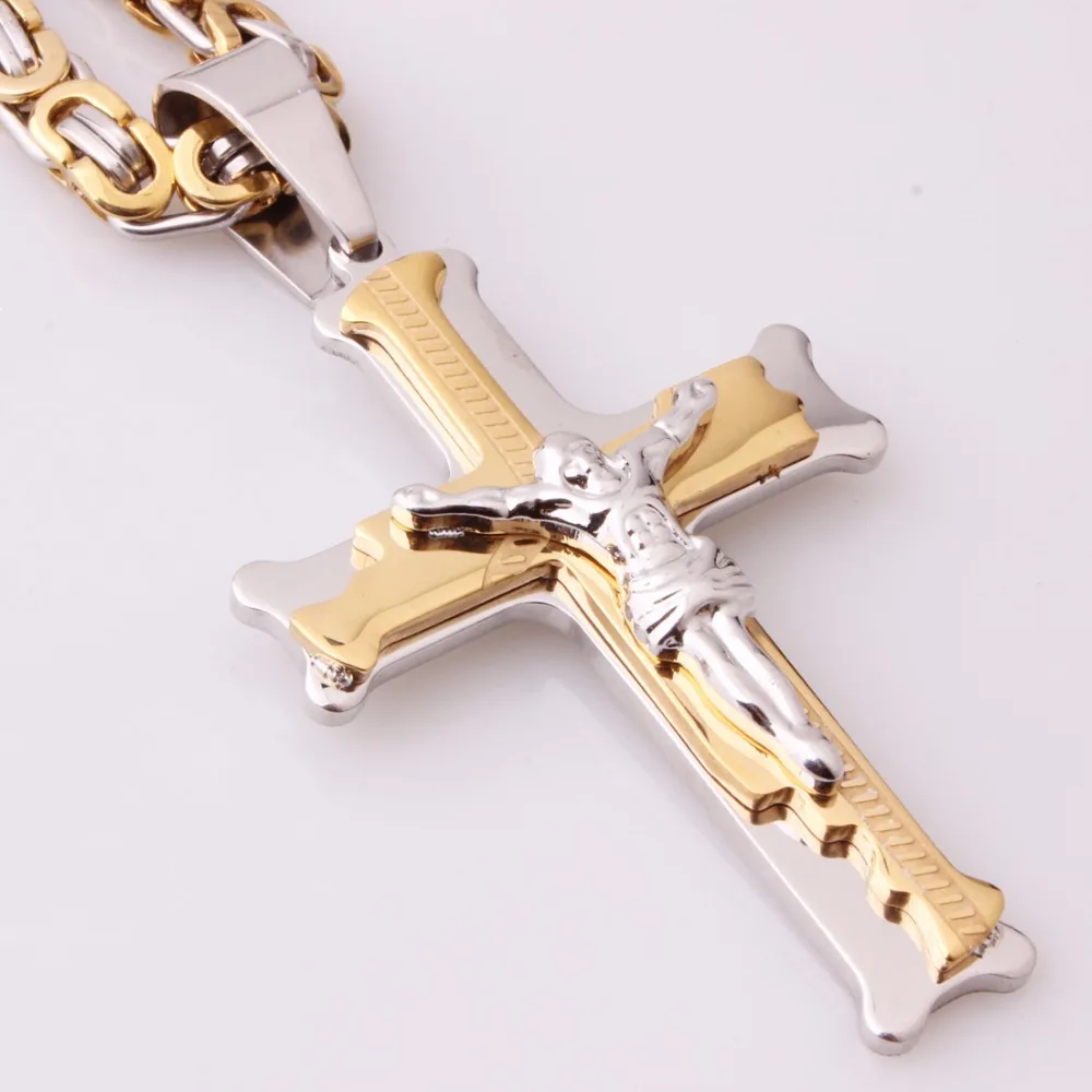 Fahion Jesus Cross Necklace Stainless Steel Pendant 6mm Gold/Silver-Gold Color Byzantine Chain Charm Men Necklaces Jewelry
Fahion Jesus Cross Necklace Stainless Steel Pendant 6mm Gold/Silver-Gold Color Byzantine Chain Charm Men Necklaces Jewelry