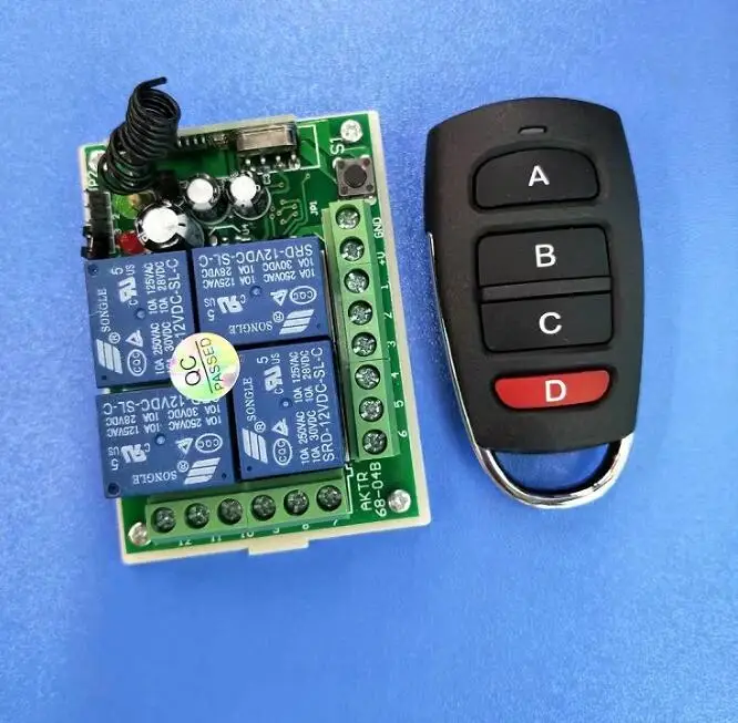 Hot Sale DC 12V 4CH Remote Control Relay Switch 1pcs Transceiver with 1 Receiver 200M Wireless Remote
Hot Sale DC 12V 4CH Remote Control Relay Switch 1pcs Transceiver with 1 Receiver 200M Wireless Remote
