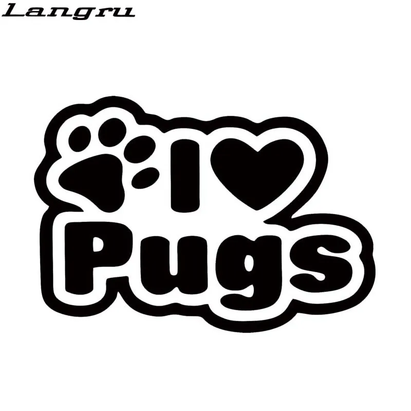 

Langru новый стиль автостайлинг I Love Pugs автомобильный грузовик виниловый стикер на окно наклейка индивидуальность JDM