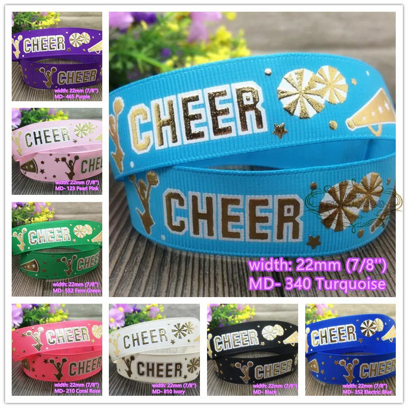 17 colors to select 10 yards 7/8'' CHEER Hot Stamped Printed Grosgrain Ribbon Tapes hairbow gift pack clothing Bowknot diy
17 colors to select 10 yards 7/8'' CHEER Hot Stamped Printed Grosgrain Ribbon Tapes hairbow gift pack clothing Bowknot diy