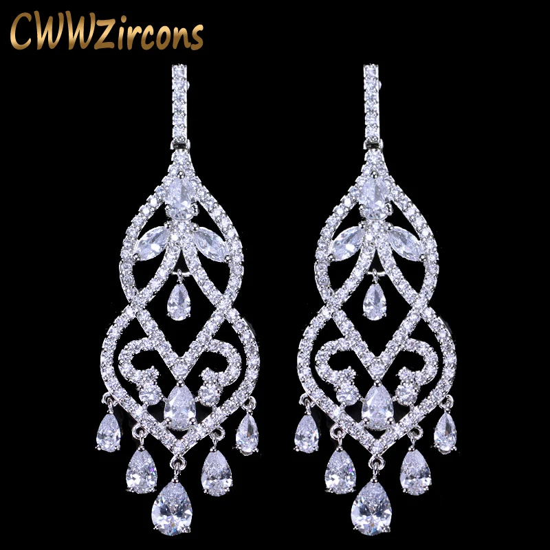 CWWZircons Brand White Gold Color Water Drop Tassel Cubic Zirconia Stones Long Elegant Vintage Party Earrings for Women CZ027
CWWZircons Brand White Gold Color Water Drop Tassel Cubic Zirconia Stones Long Elegant Vintage Party Earrings for Women CZ027