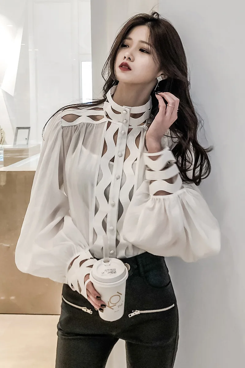 Women Tops Rushed Promotion Korean Women's Blouse Blusas Mujer De Moda 2019 Collar Lantern Sleeves Hollow 2 Piece Shirt Woman
Women Tops Rushed Promotion Korean Women's Blouse Blusas Mujer De Moda 2019 Collar Lantern Sleeves Hollow 2 Piece Shirt Woman