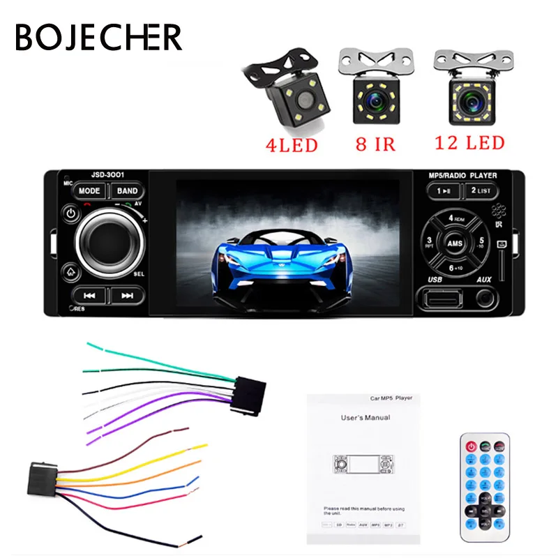 BOJECHER Car Radio 1din Autoradio Bluetooth Stereo 4inch touch screen JSD-3001 Audio Mirror Link Rearview Camera usb aux Player
BOJECHER Car Radio 1din Autoradio Bluetooth Stereo 4inch touch screen JSD-3001 Audio Mirror Link Rearview Camera usb aux Player