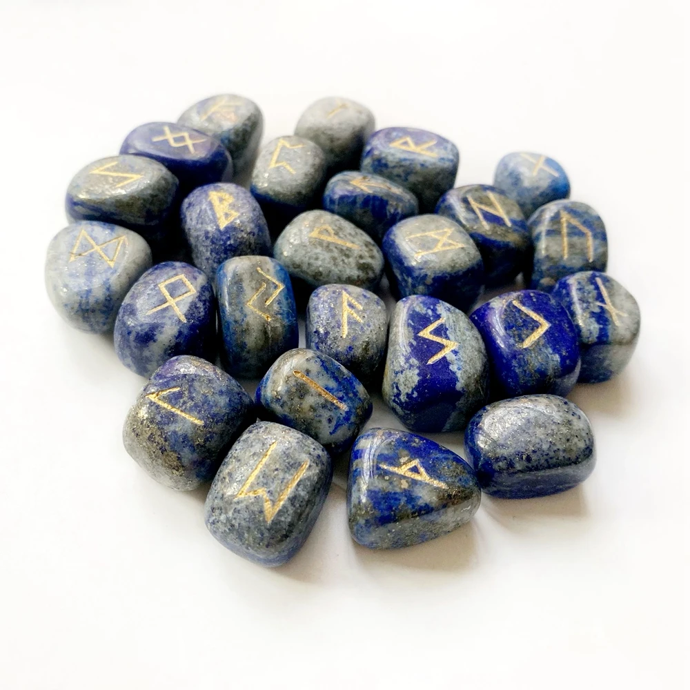 Natural Lapis Lazuli Stone Viking Rune Symbols Tumbled Stones Set Fortune Telling Divination Stones Amulet 25pcs & Free Pouchs
Natural Lapis Lazuli Stone Viking Rune Symbols Tumbled Stones Set Fortune Telling Divination Stones Amulet 25pcs & Free Pouchs