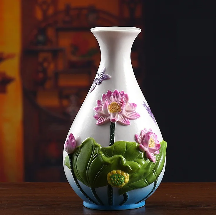 Classical Chinese Ceramic Lotus Flower Vase Porcelain Dragonfly Pitcher Gift Craft Ornament for Room Decor and Art Collection
Classical Chinese Ceramic Lotus Flower Vase Porcelain Dragonfly Pitcher Gift Craft Ornament for Room Decor and Art Collection
