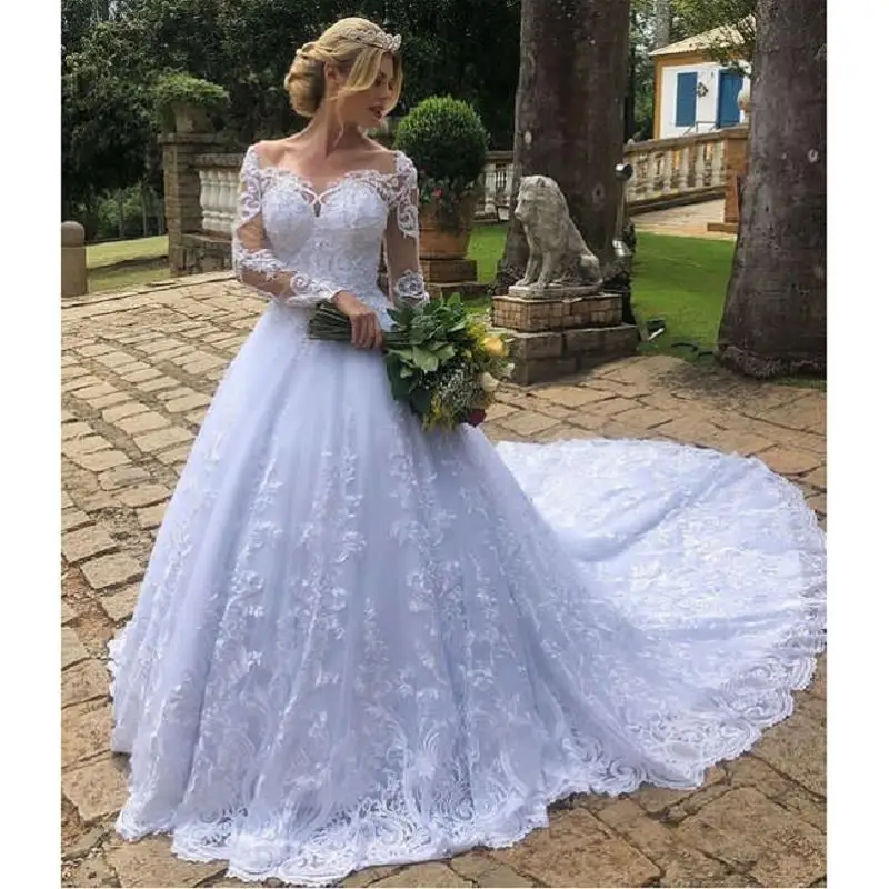 Fashion Country Long Sleeve Wedding Dresses 2021 robe de mariee Applique Lace Wedding Gowns Custom Made Summer Bride Dress
Fashion Country Long Sleeve Wedding Dresses 2021 robe de mariee Applique Lace Wedding Gowns Custom Made Summer Bride Dress