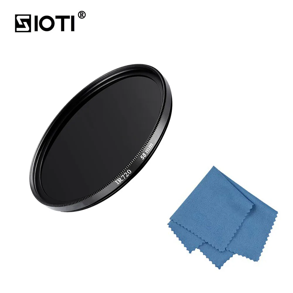 SIOTI IR720 Infrared IR Filter 52mm55mm58mm62mm67mm72mm77 with Cleaning Cloth for Canon for Nikon for Sony for DSLR Camera Lens
SIOTI IR720 Infrared IR Filter 52mm55mm58mm62mm67mm72mm77 with Cleaning Cloth for Canon for Nikon for Sony for DSLR Camera Lens